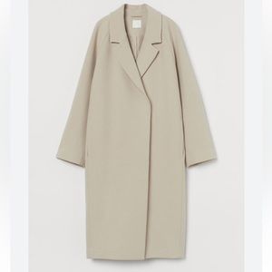 H&M calf length coat oversized fit in cream size medium